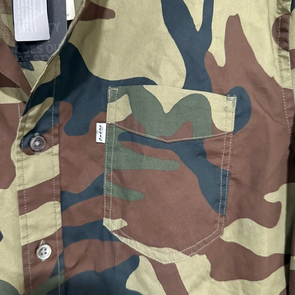 Levi’s Supima Camo Shirt Green Utility Gorpcore Streetwear Men’s M Outdoor